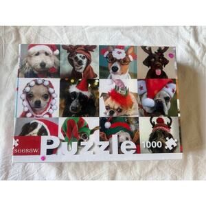NEW Seesaw 1000 piece jigsaw puzzle We wish you a merry Christmas Puppies Dogs!